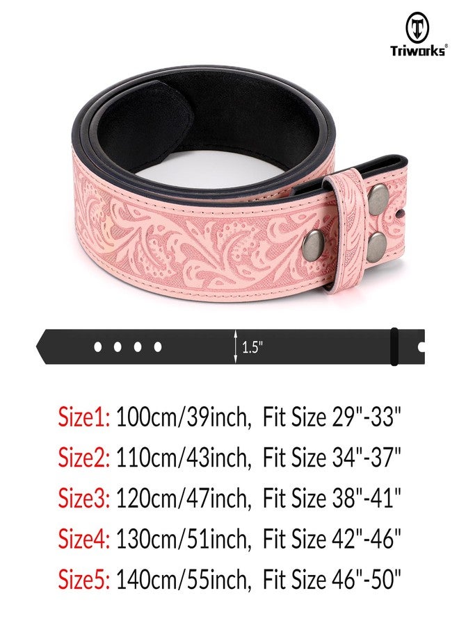 TRIWORKS Western Belt Strap for Men without Buckle 1.5" Wide Floral Engraved Embossed Leather Belt Strap - Image 5